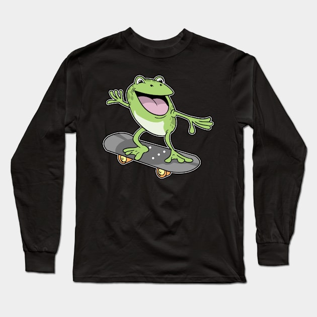 Cottagecore Aesthetic Frog Skateboard Fairycore Long Sleeve T-Shirt by ModernMode